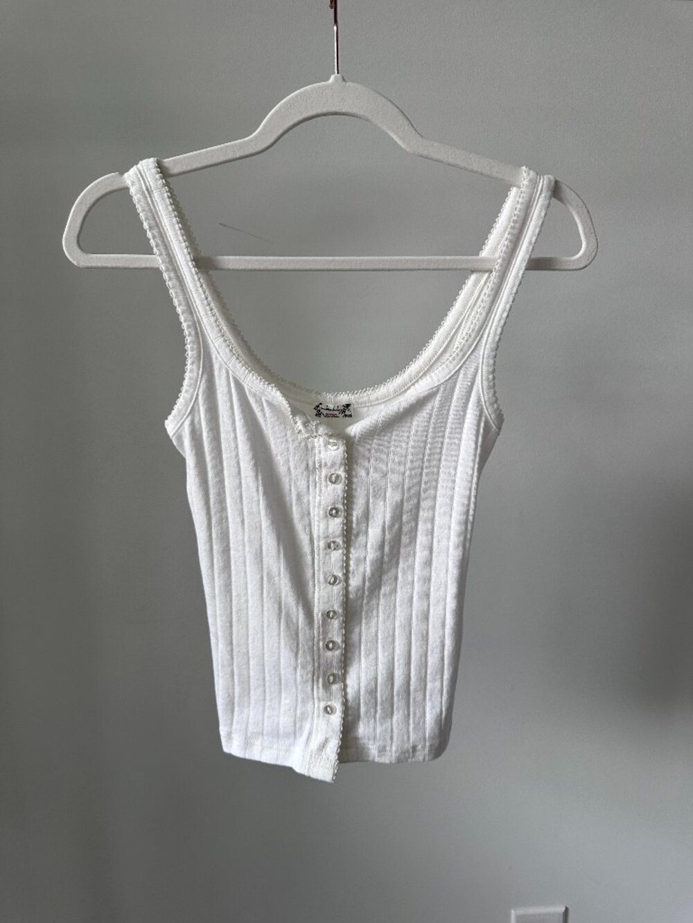 Free People Intimately End Game Pointelle Tank White Small Worn Once